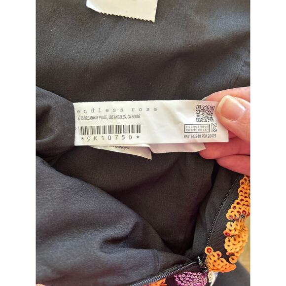 Endless Rose Women's Floral Sequin Sleeveless Mini Dress Size L - Picture 8 of 13